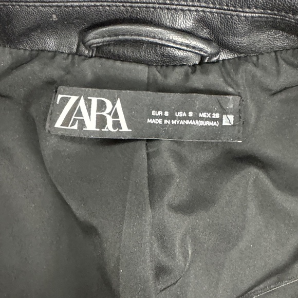 Zara Faux Leather Double Breasted Black Blazer Jacket sz Small - Picture 12 of 15